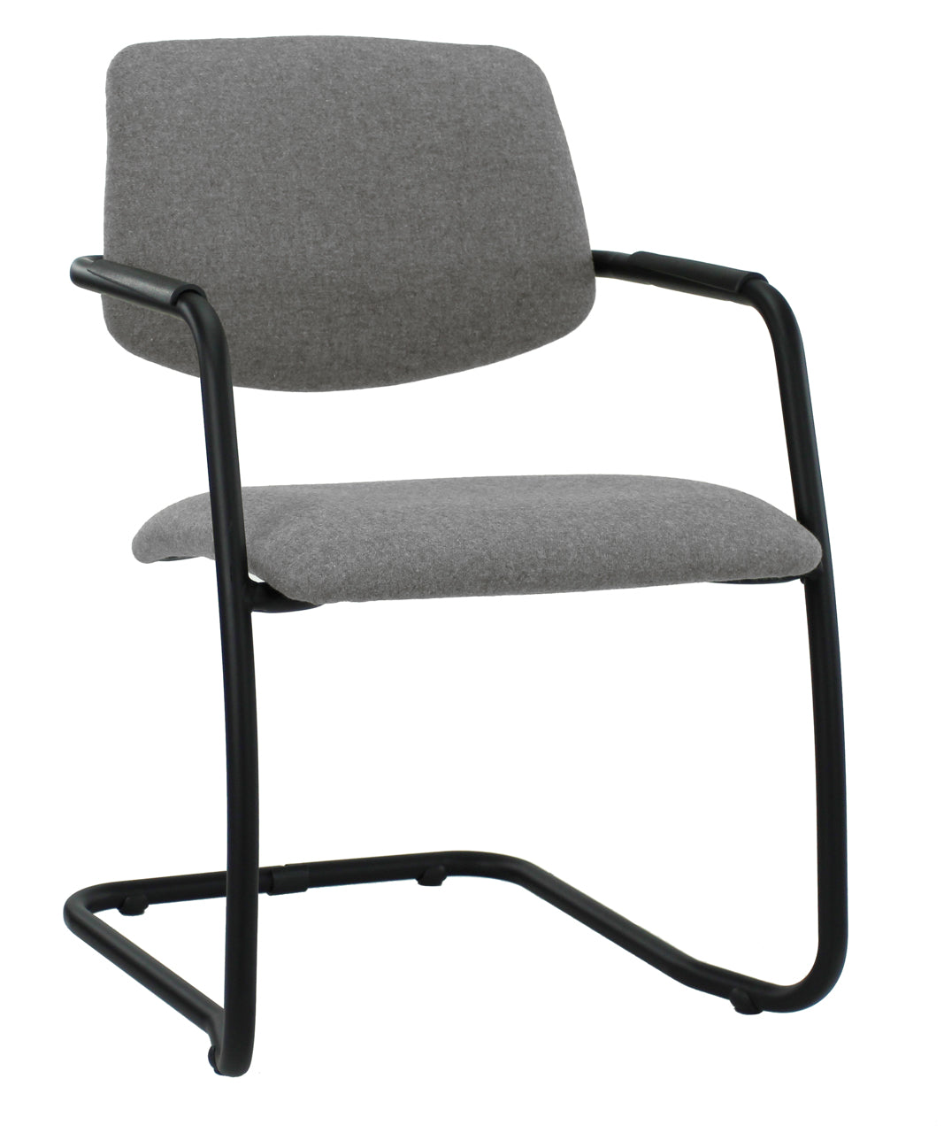 Workliving Meeting Chair X5 - Sled Base - Fenice 602 Middle Grey Wool Felt - Black Frame