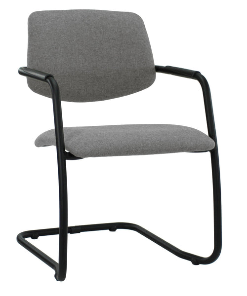 Workliving Meeting Chair X5 - Sled Base - Fenice 602 Middle Grey Wool Felt - Black Frame