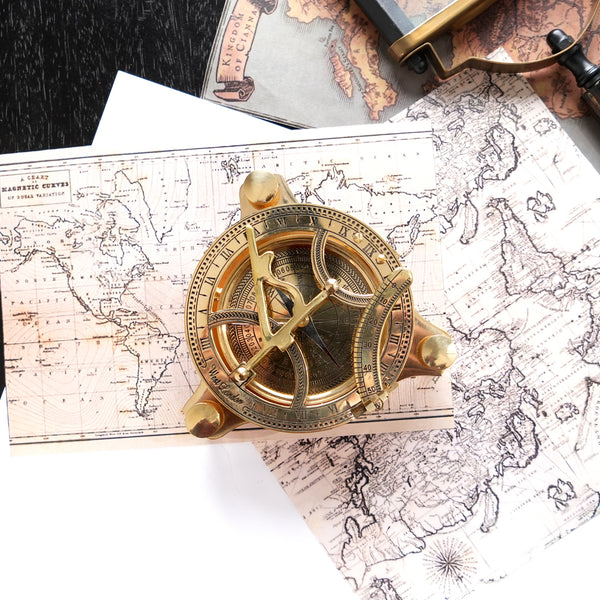 Antique Style Brass Sundial Compass  | Classic Nautical Décor