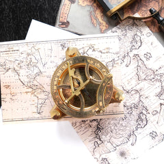 Antique Style Brass Sundial Compass  | Classic Nautical Décor