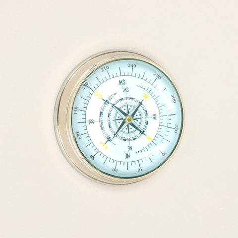 Aluminium Compass Paperweight with Glass Top | Vintage Decor