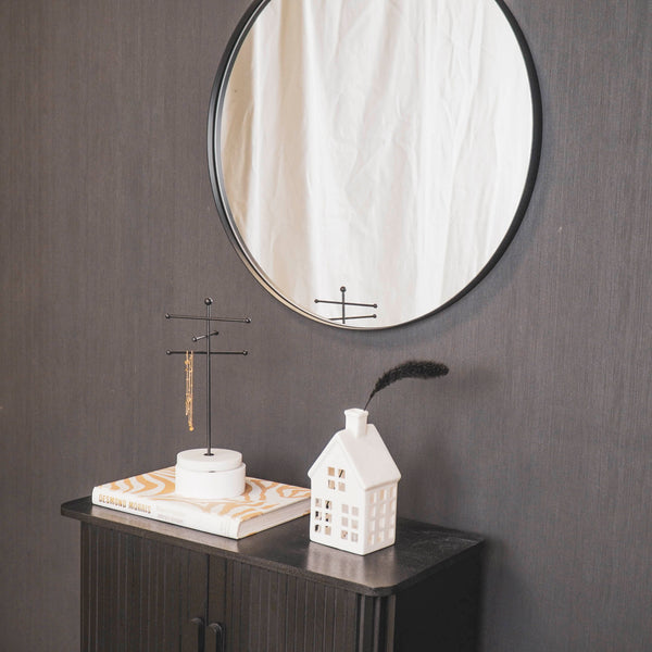Mirror - Round - Metal - Black - 60 x 3 x 60 cm