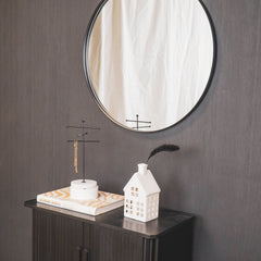 Mirror - Round - Metal - Black - 60 x 3 x 60 cm