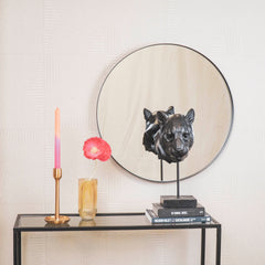 Mirror - Round - Metal - Black - 60 x 3 x 60 cm