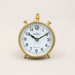Vintage Gouden Wekker met Klassieke Witte Wijzerplaat