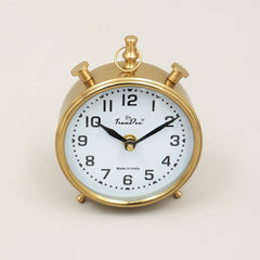 Vintage Gouden Wekker met Klassieke Witte Wijzerplaat