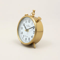 Vintage Gouden Wekker met Klassieke Witte Wijzerplaat