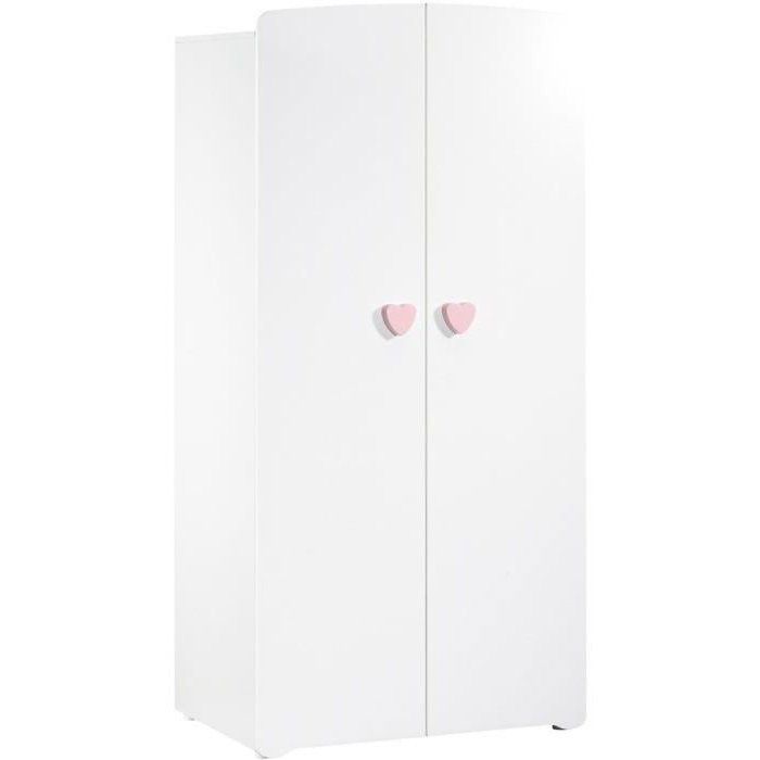 "NEW Basic Baby Room Wardrobe 2 Doors - Pink Heart Buttons"