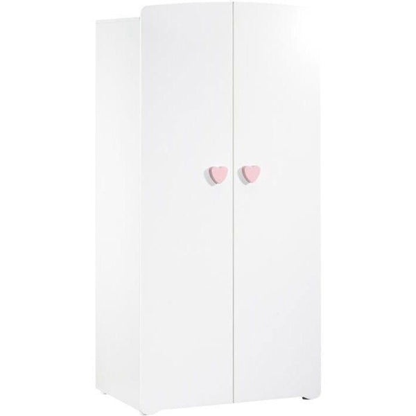 "NEW Basic Baby Room Wardrobe 2 Doors - Pink Heart Buttons"