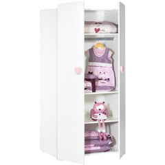 "NEW Basic Baby Room Wardrobe 2 Doors - Pink Heart Buttons"
