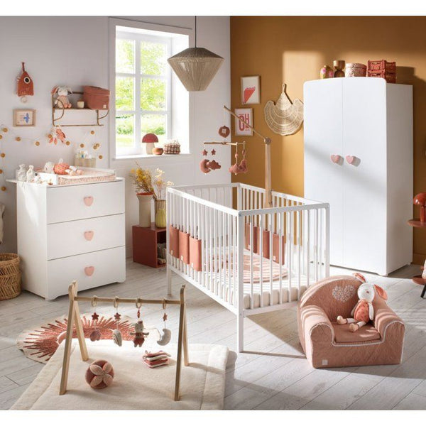 "NEW Basic Baby Room Wardrobe 2 Doors - Pink Heart Buttons"