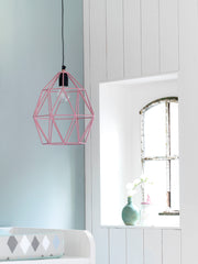 Wire pendant lamp pink Ø27cm