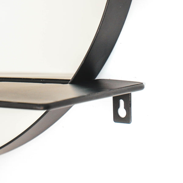 Mirror - Round - Metal - With Shelf - Black - Ø 40 cm