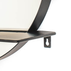 Mirror - Round - Metal - With Shelf - Black - Ø 40 cm