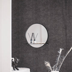 Mirror - Round - Metal - With Shelf - Black - Ø 40 cm