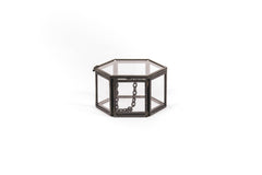 Storage Box - Hexagon - Metal/Glass - Black - 6 x 5.5 x 3.5 cm