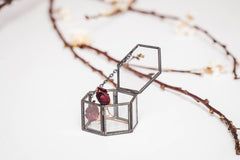 Storage Box - Hexagon - Metal/Glass - Black - 6 x 5.5 x 3.5 cm