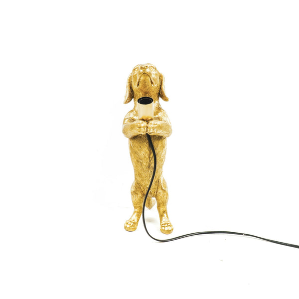 Table Lamp - Dachshund - Polyresin - Gold - E14 - 10x15x38cm