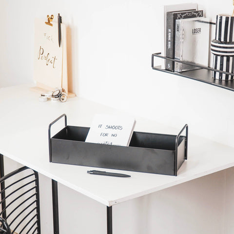 Tray - With Handles - Metal - Black - 41.5 x 15.5 x 13 cm