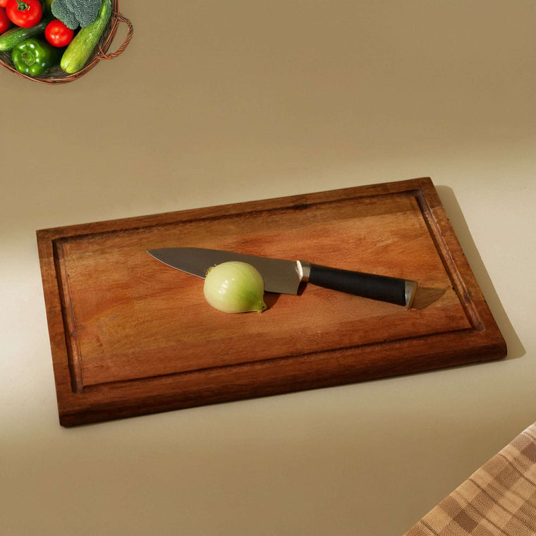 Premium Wooden Cutting Board with Juice Groove | Durable Food-Safe Chopping, Serving & Charcuterie Platter for Kitchen