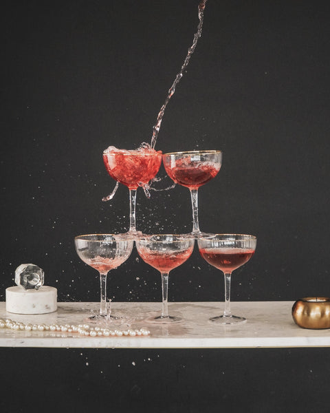 Glassware - Champagne - Glass - Clear/Gold - S2 - 11x11x15cm