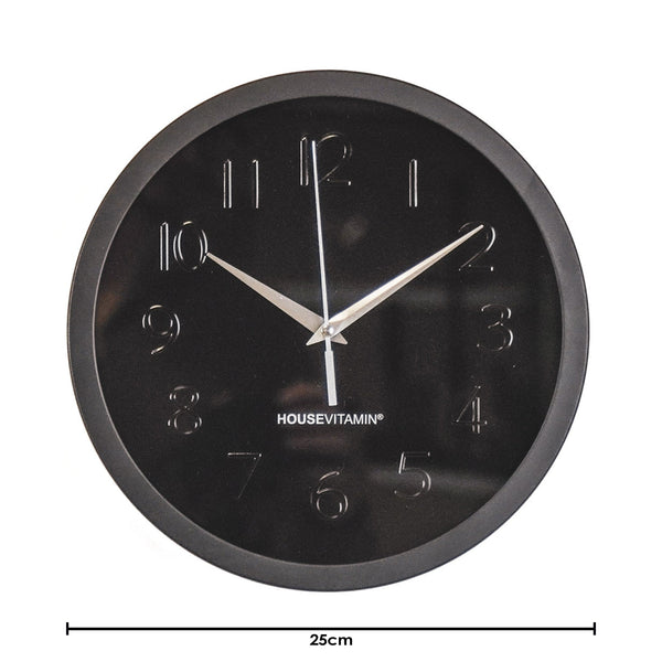 Wall clock - metal/glass - black - 25 x 4.2 x 25 cm