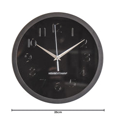 Wall clock - metal/glass - black - 25 x 4.2 x 25 cm