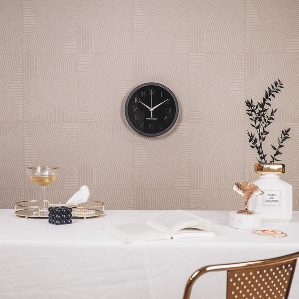 Wall clock - metal/glass - black - 25 x 4.2 x 25 cm
