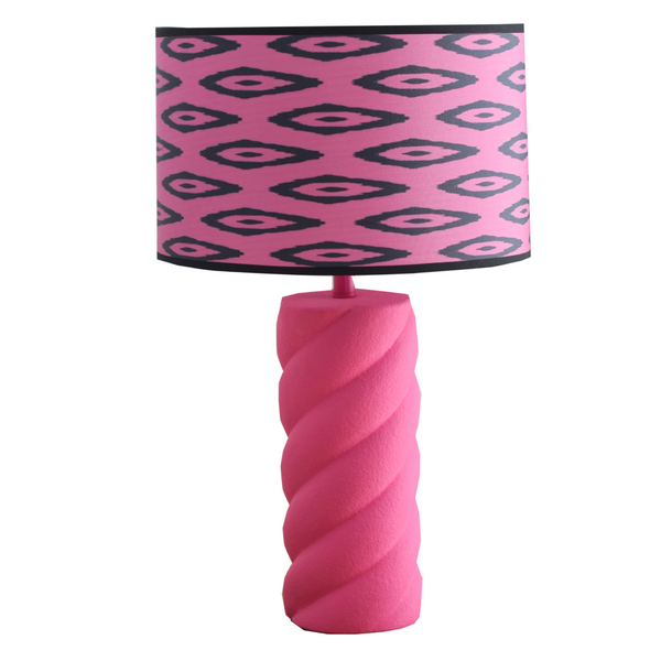 Lampe de table - Céramique - Rose fluo - E27 - 12x12x28cm