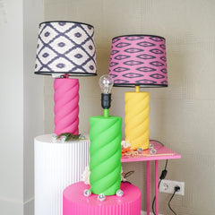 Lampe de table - Céramique - Rose fluo - E27 - 12x12x28cm