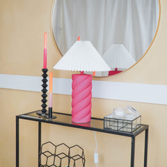 Lampe de table - Céramique - Rose fluo - E27 - 12x12x28cm