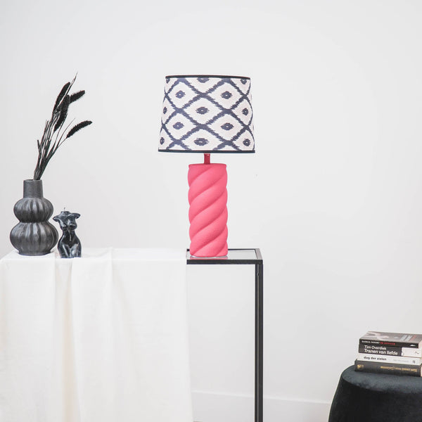Lampe de table - Céramique - Rose fluo - E27 - 12x12x28cm