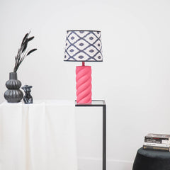 Lampe de table - Céramique - Rose fluo - E27 - 12x12x28cm