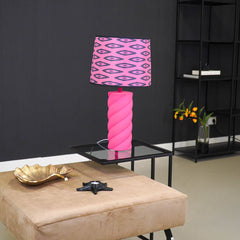 Lampe de table - Céramique - Rose fluo - E27 - 12x12x28cm