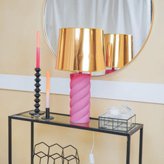 Lampe de table - Céramique - Rose fluo - E27 - 12x12x28cm