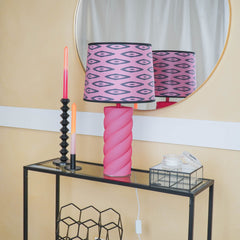 Lampe de table - Céramique - Rose fluo - E27 - 12x12x28cm