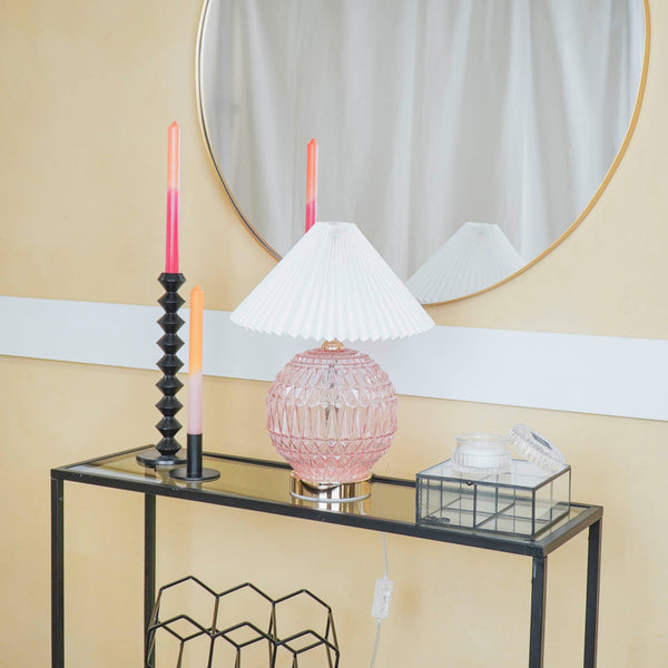 Table Lamp - Crystal Ball - Glass - Pink - 19x19x20cm