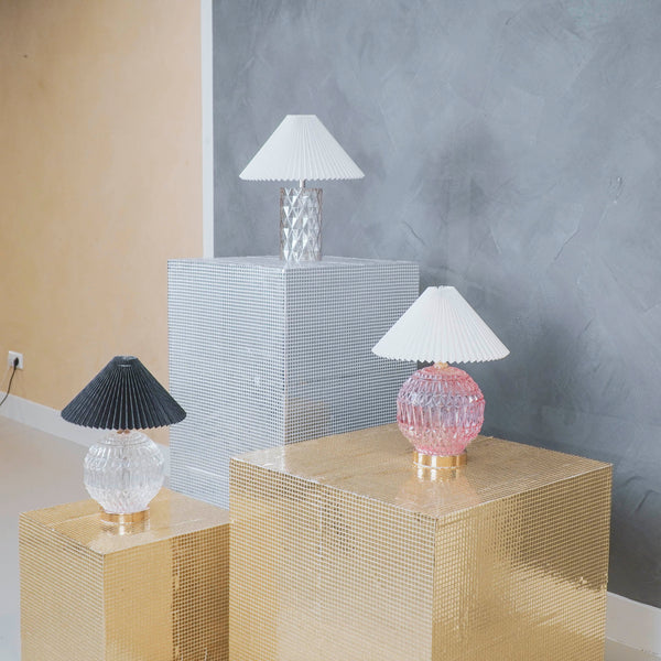 Table Lamp - Crystal Ball - Glass - Pink - 19x19x20cm