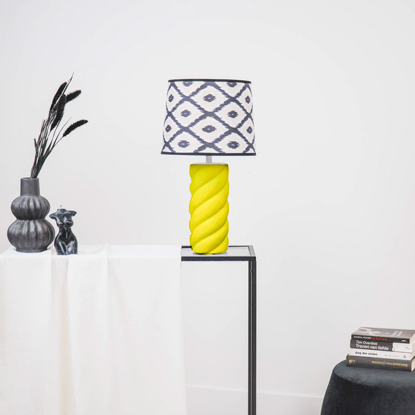 Lampshade - Kelim Print - Polyester - Black/White-26x30x23cm