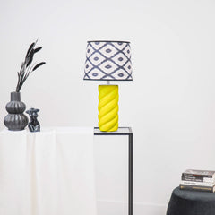 Lampshade - Kelim Print - Polyester - Black/White-26x30x23cm