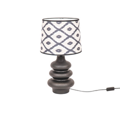 Lampshade - Kelim Print - Polyester - Black/White-26x30x23cm