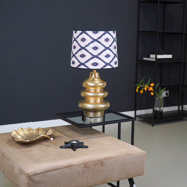 Lampshade - Kelim Print - Polyester - Black/White-26x30x23cm