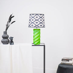 Lampshade - Kelim Print - Polyester - Black/White-26x30x23cm
