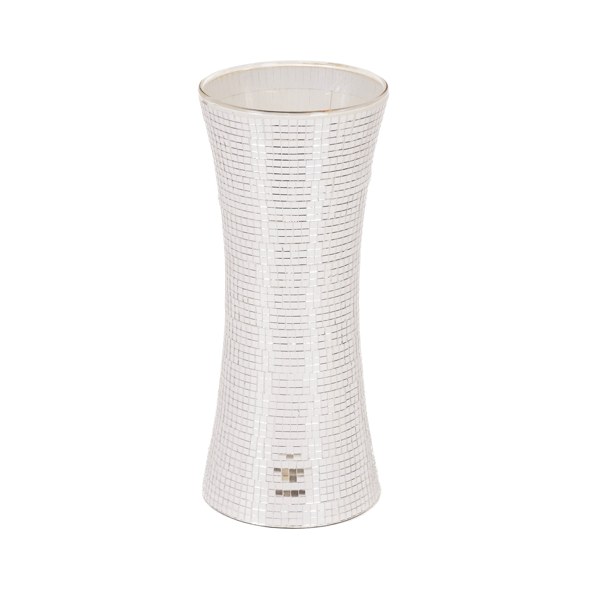 Vase - Disco - Verre - Argent - 12,5x12,5x30 cm