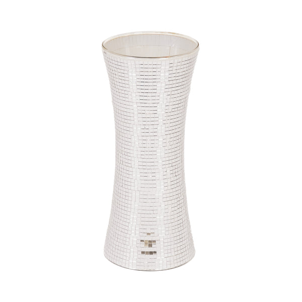 Vase - Disco - Verre - Argent - 12,5x12,5x30 cm