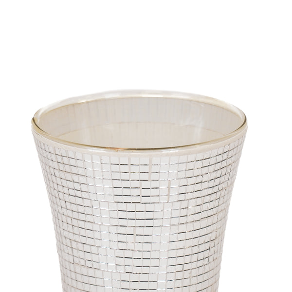 Vase - Disco - Verre - Argent - 12,5x12,5x30 cm