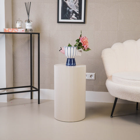 Side Table / Pillar - Cylindrical - MDF - Sand - 30 x 54 cm