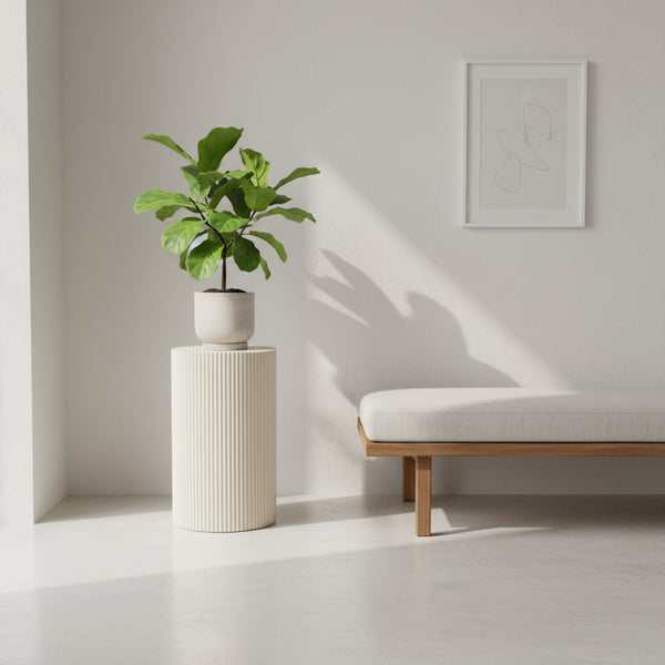 Side Table / Pillar - Cylindrical - MDF - Sand - 30 x 54 cm