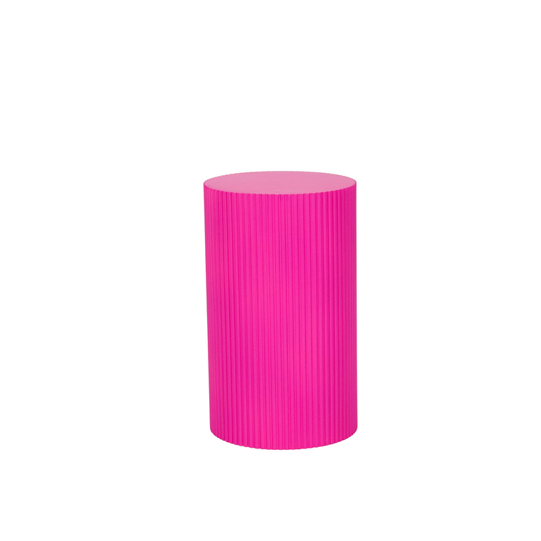 Side Table / Pillar - Cylinder - MDF - Neon Pink - 30 x 54 cm