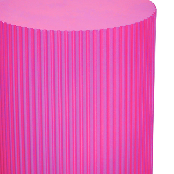 Table d'appoint / Socle - Cylindre - MDF - Rose fluo - 30 x 54 cm